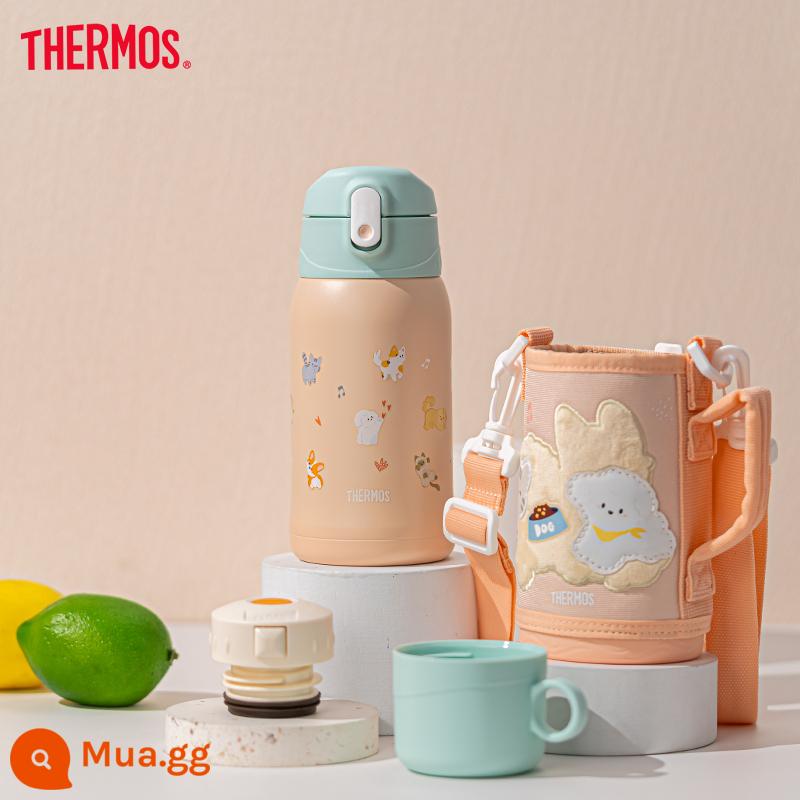 [Cửa hàng hàng đầu] Cốc cách nhiệt hai lớp Thermos trẻ em cốc ống hút cho bé cốc tập uống cốc nước dung tích lớn di động - Đại Chiến Chó Mèo (Hồng)