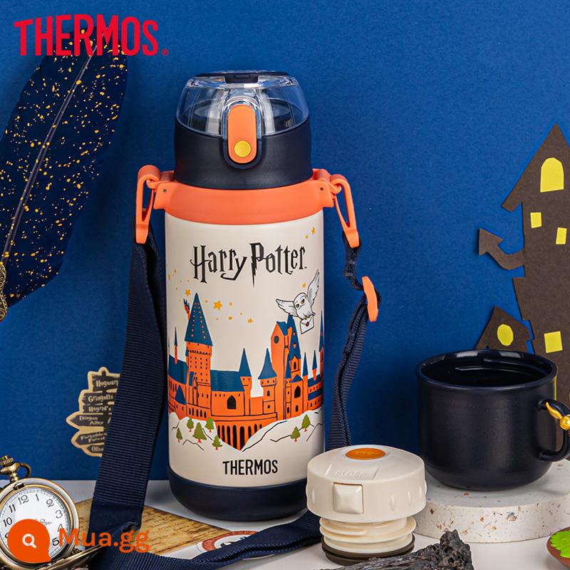 [Flagship Store] Bình Giữ Nhiệt Harry Potter Bình Giữ Nhiệt Trẻ Em Ống Hút Uống Trực Tiếp Cốc Nước Cho Học Sinh Cho Trường Học 316L - Sippy Cup Hogwarts Orange (600mL) (bao gồm dây đeo vai)