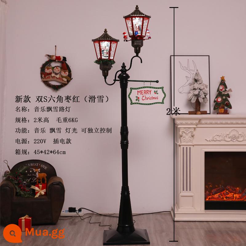 Trang trí Giáng sinh Nhạc điện nổi Đèn đường tuyết dưới Snow Lantern Mua sắm trung tâm mua sắm sảnh - Đèn đôi trên và dưới hình lục giác trượt tuyết màu đỏ