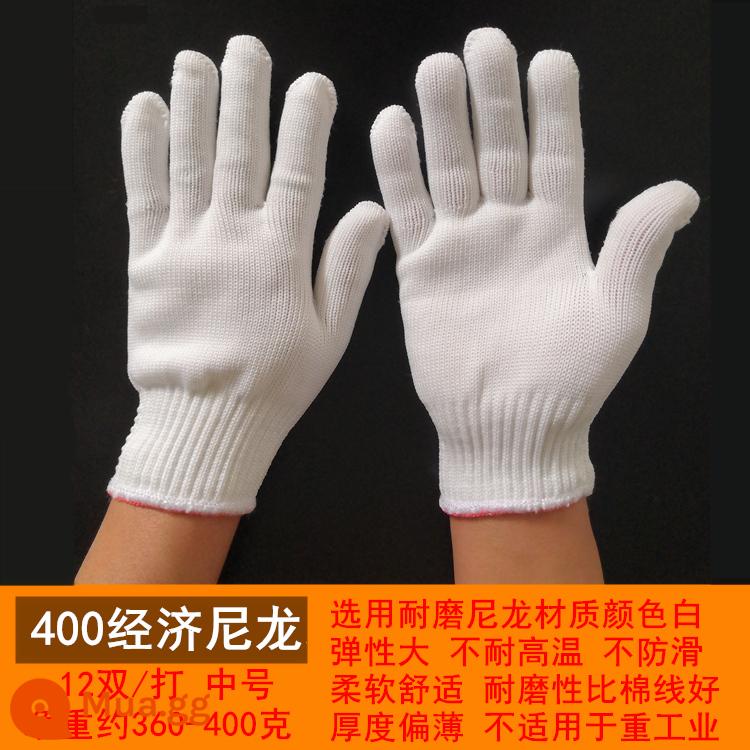 Bảo hiểm lao động găng tay bông làm việc nylon dày cotton thoáng khí gạc trắng găng tay chịu mài mòn công nhân lao động găng tay làm việc - Chống mài mòn 400 nylon tiết kiệm 84 đôi