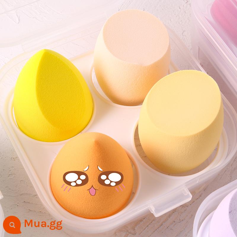 Big Dipper Air Cushion Powder Puff Boxed Beauty Egg Don't Eat Powder Bánh lòng đỏ trứng Bánh dứa Bánh bột khô và ướt Công dụng kép Bánh bột - Màu Vàng Sống Động [4 Hộp]