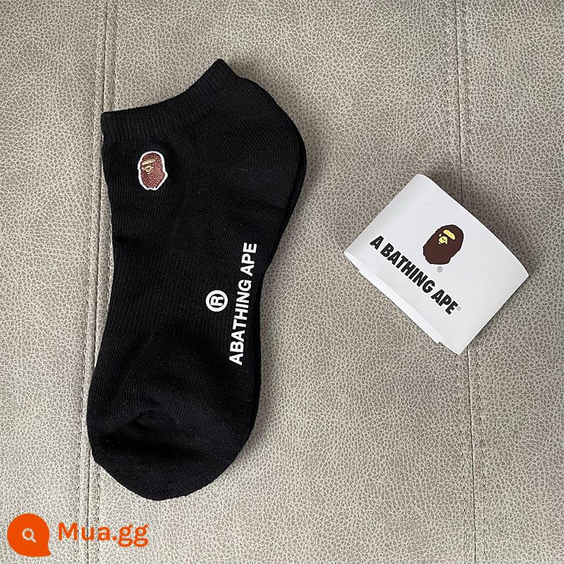 bape ape đầu triều Nhật vớ thêu cao ống dày vớ đồng màu giữa ống khăn trắng đáy vớ thể thao mùa xuân và mùa thu - Đen [vớ vô hình]