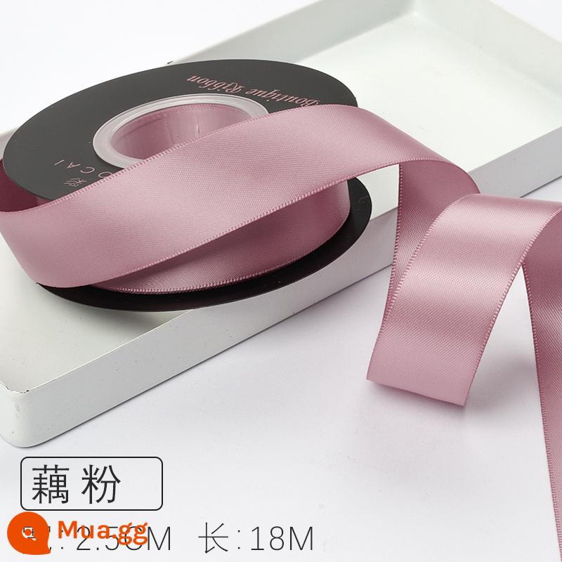 Zhuocai 2.5Cm 2 Mặt Sợi Polyester Với Phụ Kiện Tóc Hộp Quà Tặng Ruy Băng Chất Liệu Đóng Gói Bánh Ruy Băng Hoa Ruy Băng - Tinh bột sen