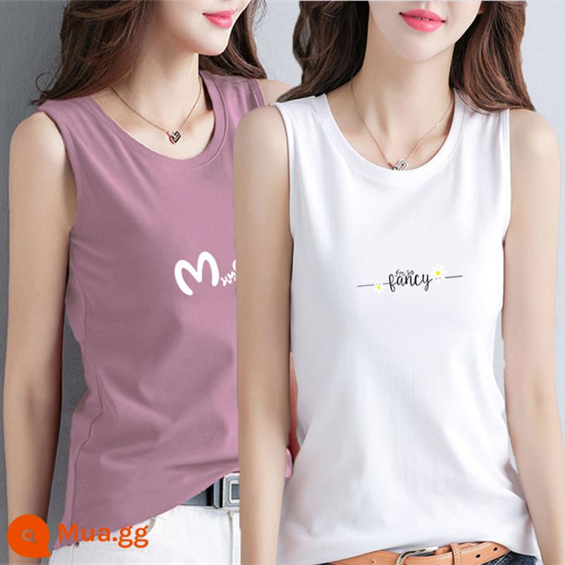 100% cotton áo khoác mùa hè của phụ nữ áo khoác ngoài kích thước lớn rời che bụng màu trắng treo phù hợp với áo không tay thích hợp - Chữ M tím + cúc trắng