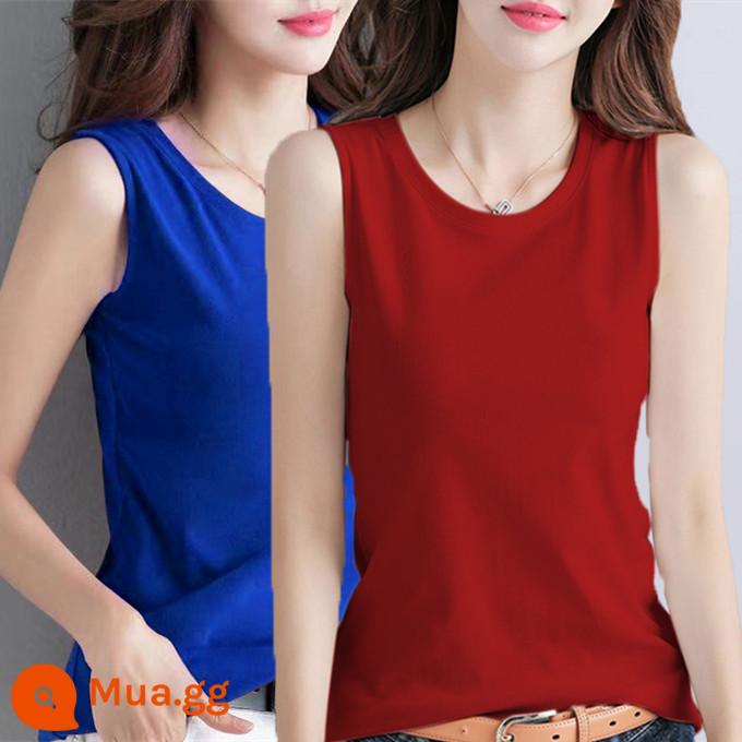 100% cotton áo khoác mùa hè của phụ nữ áo khoác ngoài kích thước lớn rời che bụng màu trắng treo phù hợp với áo không tay thích hợp - màu xanh + đỏ rắn