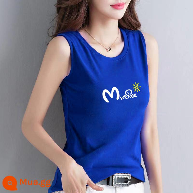 100% cotton áo khoác mùa hè của phụ nữ áo khoác ngoài kích thước lớn rời che bụng màu trắng treo phù hợp với áo không tay thích hợp - Chữ M màu xanh