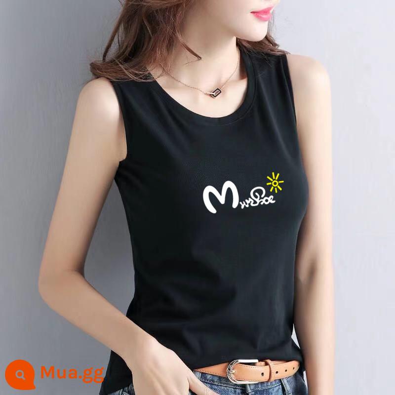 100% cotton áo khoác mùa hè của phụ nữ áo khoác ngoài kích thước lớn rời che bụng màu trắng treo phù hợp với áo không tay thích hợp - Chữ M màu đen