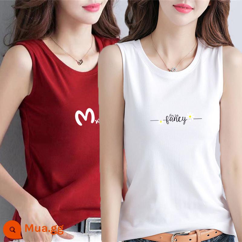 100% cotton áo khoác mùa hè của phụ nữ áo khoác ngoài kích thước lớn rời che bụng màu trắng treo phù hợp với áo không tay thích hợp - Chữ M đỏ + cúc trắng