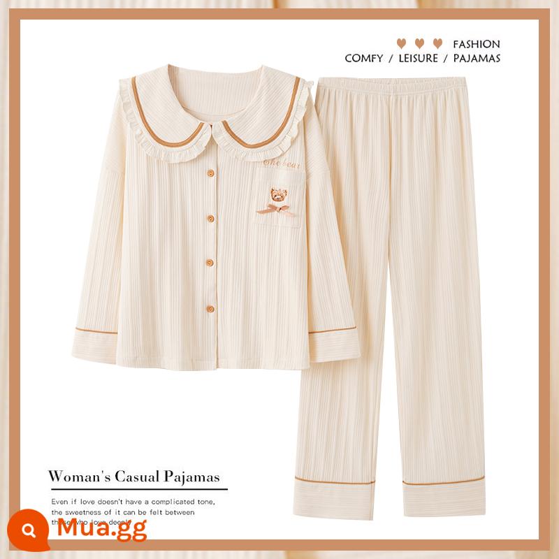 Bộ Đồ Ngủ Langsha Cho Nữ Xuân Thu Cotton Nguyên Chất Dài Tay 2023 Bộ Cotton Mới Phong Cách Hàn Quốc Thường Ngày Mặc Ở Nhà - M9907