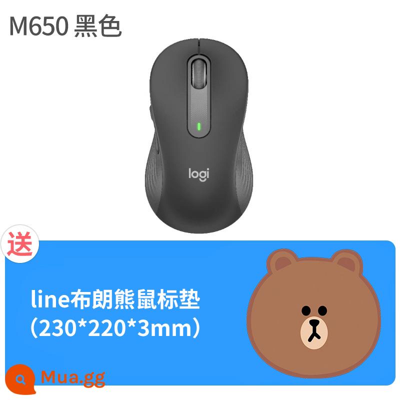 National Bank Logitech M650/M650L chuột không dây tắt tiếng Bluetooth hai chế độ máy tính xách tay mac văn phòng tại nhà - Tấm lót chuột hình gấu màu đen + sọc nâu M650