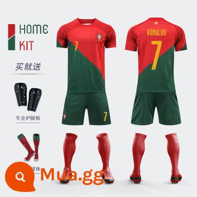 2022 Bồ Đào Nha áo đội tuyển quốc gia cúp số 7 Ronaldo đồng phục bóng đá trẻ em phù hợp với nam tùy chỉnh đồng phục thế giới - 22/23 Sân nhà-Số 7 Ronaldo