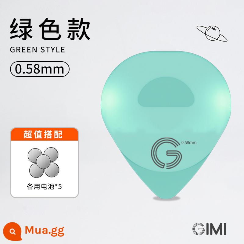 GIMI Dạ Quang Guitar Pick, Cool Fingerstyle Và Chống Trơn Trượt Gảy Mùa Xuân Dân Gian Đàn Guitar Điện Bass Pick - Đã nâng cấp mẫu xanh 0,58mm thế hệ thứ hai [pin có thể thay thế] + 5 pin