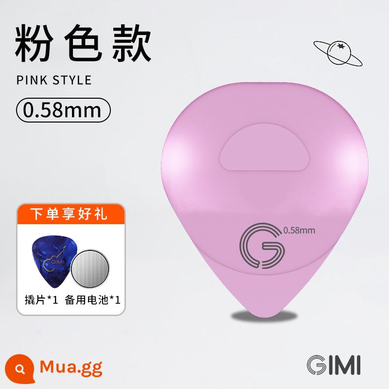 GIMI Dạ Quang Guitar Pick, Cool Fingerstyle Và Chống Trơn Trượt Gảy Mùa Xuân Dân Gian Đàn Guitar Điện Bass Pick - Đã nâng cấp mẫu màu hồng 0,58mm thế hệ thứ hai [pin có thể thay thế] + pin + mái chèo