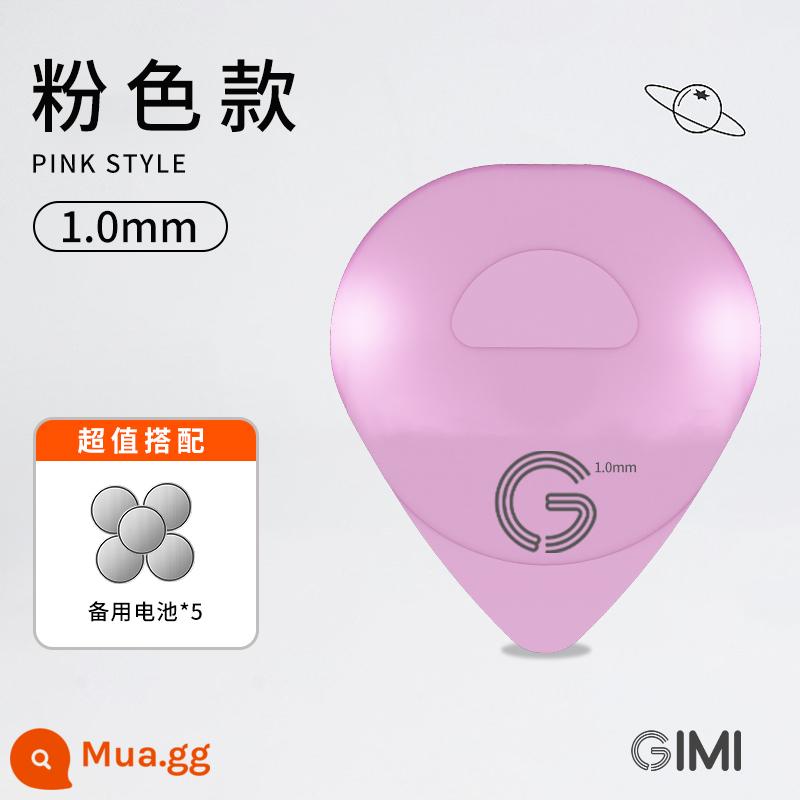 GIMI Dạ Quang Guitar Pick, Cool Fingerstyle Và Chống Trơn Trượt Gảy Mùa Xuân Dân Gian Đàn Guitar Điện Bass Pick - Đã nâng cấp mẫu màu hồng 1.0mm thế hệ thứ hai [pin có thể thay thế] + 5 pin