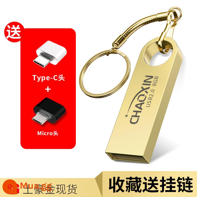 Xe Ô Tô 32G Đĩa U Chính Thức Flagship Store Xác Thực Đèn LED Cổng USB Điện Thoại Di Động Máy Tính Kép Tùy Chỉnh 16 dung Lượng Lớn 128 Tốc Độ Cao - Vàng tròn 8/G [đi kèm với bộ chuyển đổi loại C+mirco]