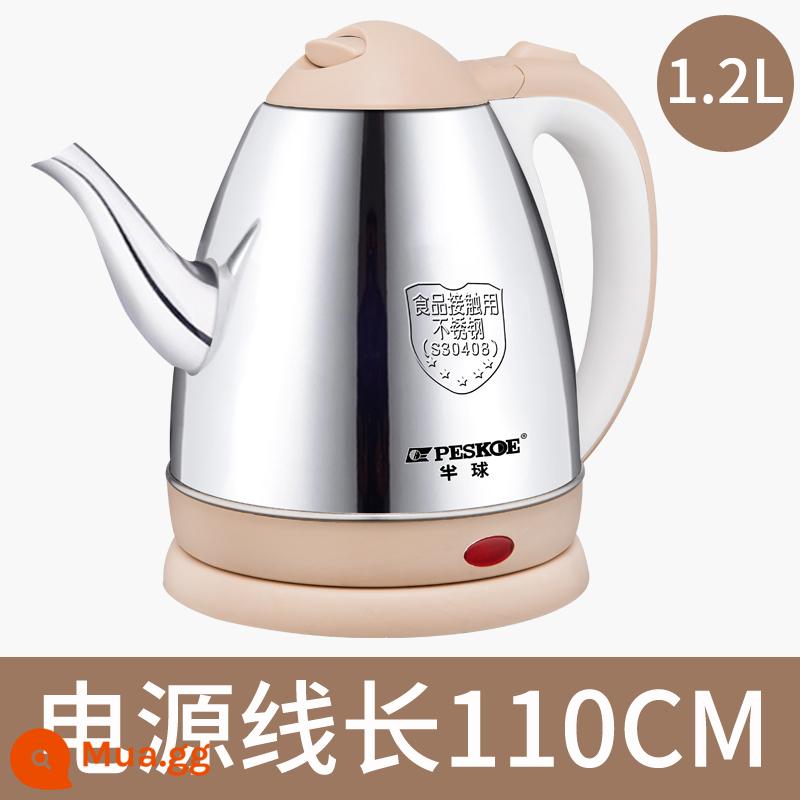 Một Nửa Quạt Bạn Dài Miệng Ấm Điện Nhà Nhanh Nhỏ Ấm Đun Nước Inox Tự Động Tắt Nguồn Máy Pha Trà - Mẫu dày mai 1.2L - chiều dài dây 110cm