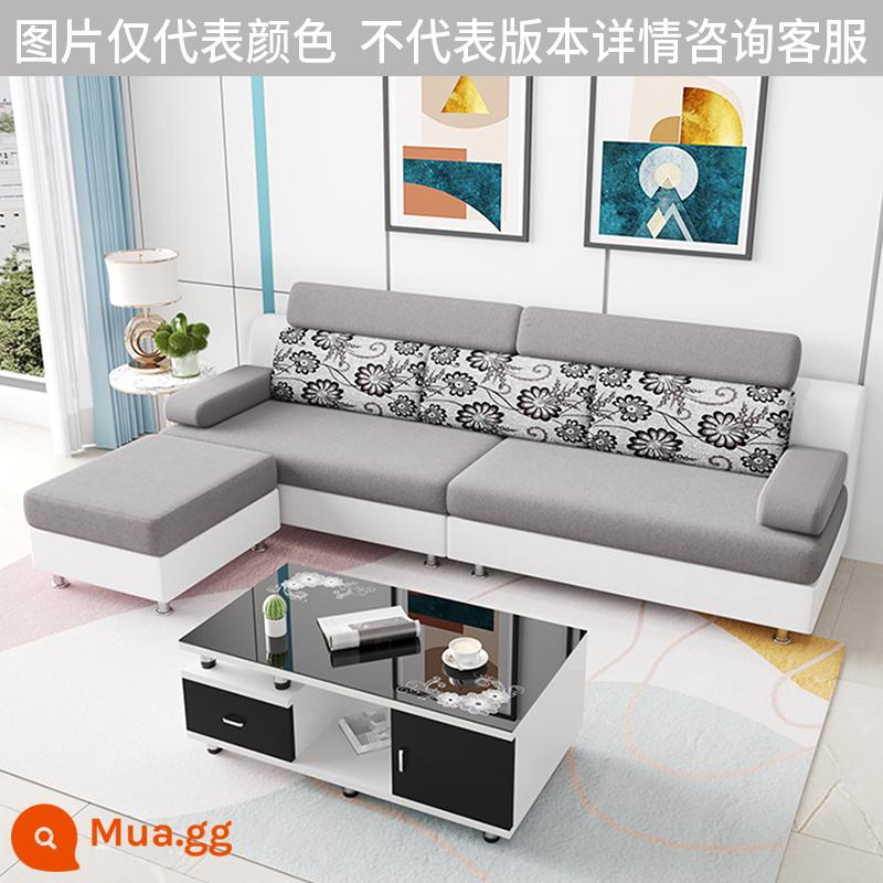 Sofa vải chung cư nhỏ phòng khách đơn giản hiện đại công nghệ tháo giặt giặt vải ba người bốn người năm người 2022 màu đỏ lưới mới - Màu trắng nhạt + xám nhạt + vải lanh màu