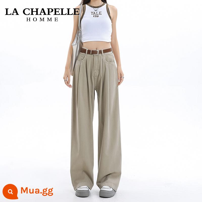 La Chapelle Hẹp Quần Jean Ống Rộng Nữ Mùa Xuân 2024 Mới Phong Cách Hot Cao Cấp Rời Thẳng Tầng-lau Quần - Màu nâu sữa chín điểm [chiều cao khuyến nghị dưới 157cm]