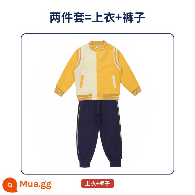 Trường tiểu học Dịch vụ học sinh Dịch vụ Quần áo mùa thu Đồng phục bóng chày Summer Suit Mẫu giáo Dịch vụ vườn ba bộ đồng phục mùa xuân và mùa thu lớp một - Bộ hai mảnh màu vàng