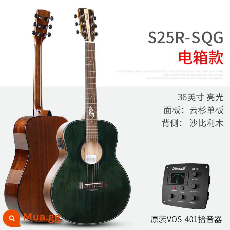 Soái hạm chính thức Brook Bruco guitar S25 nam và nữ 36/41 inch dân gian mới bắt đầu bề mặt veneer - [Mẫu nâng cấp 2023] Màu mực góc tròn 36 inch (mẫu hộp điện)