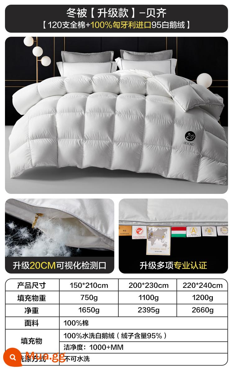 Boyang 100 số Pima cotton 95 chăn lông ngỗng trắng nhập khẩu Ba Lan chăn bông nguyên chất đôi chăn lông ngỗng mùa thu và mùa đông - Chăn bông mùa đông [Nâng cấp] [120 bông + 100% lông ngỗng trắng nhập khẩu Hungary 95] Betsy