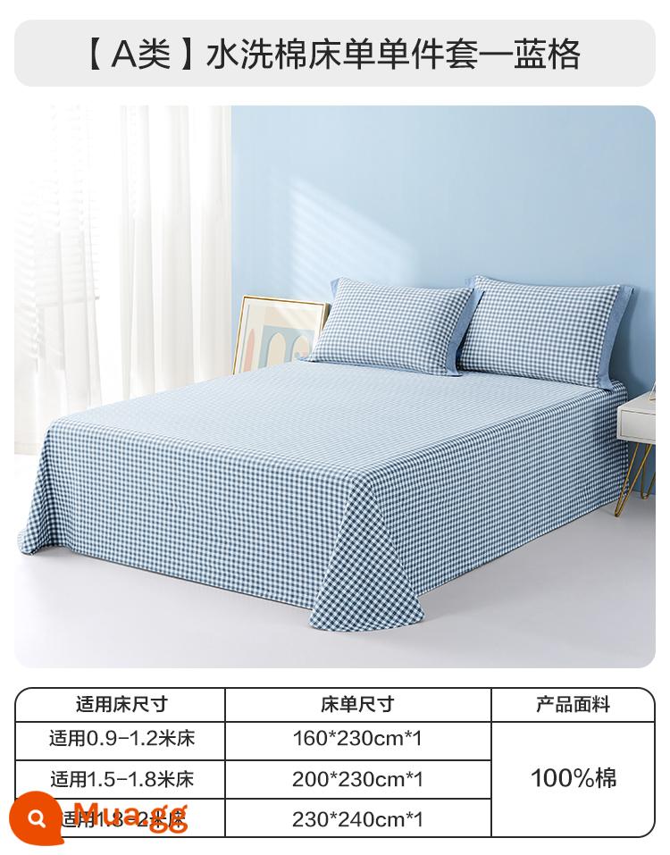 Boyang Home Dệt Cotton Tấm Đơn 100 Bông Dày Phim Hoạt Hình Ký Túc Xá Sinh Viên Tấm Ins Đơn Mùa Hè - [Loại A] Bộ ga trải giường bằng vải cotton đã giặt—Langle