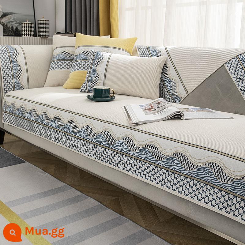 Ưu đãi đặc biệt đệm sofa ánh sáng sang trọng phong cách tối giản hiện đại thời trang bốn mùa phổ quát chống trượt bao gồm đệm giải phóng mặt bằng đệm - Làn sóng trắng nhạt [vải nhung]