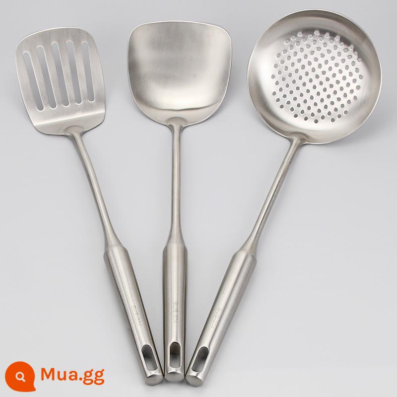 Thìa thìa inox 304 rò rỉ đồ dùng nhà bếp đồ dùng gia đình bộ xẻng nấu ăn trọn bộ đồ dùng nhà bếp - Bộ ba món (thìa + thìa có rãnh + thìa chiên)