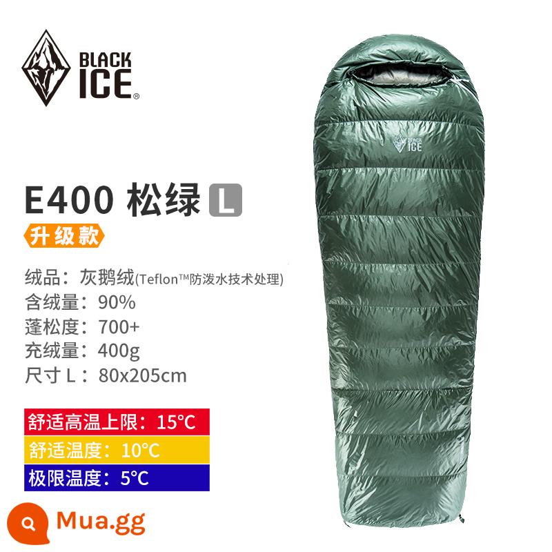 Black ice ngỗng xuống phong bì Túi ngủ E700 E400 E1000 E1300 chăn ấm siêu nhẹ có thể nối ngoài trời - E400 xanh thông nâng cấp mới size L