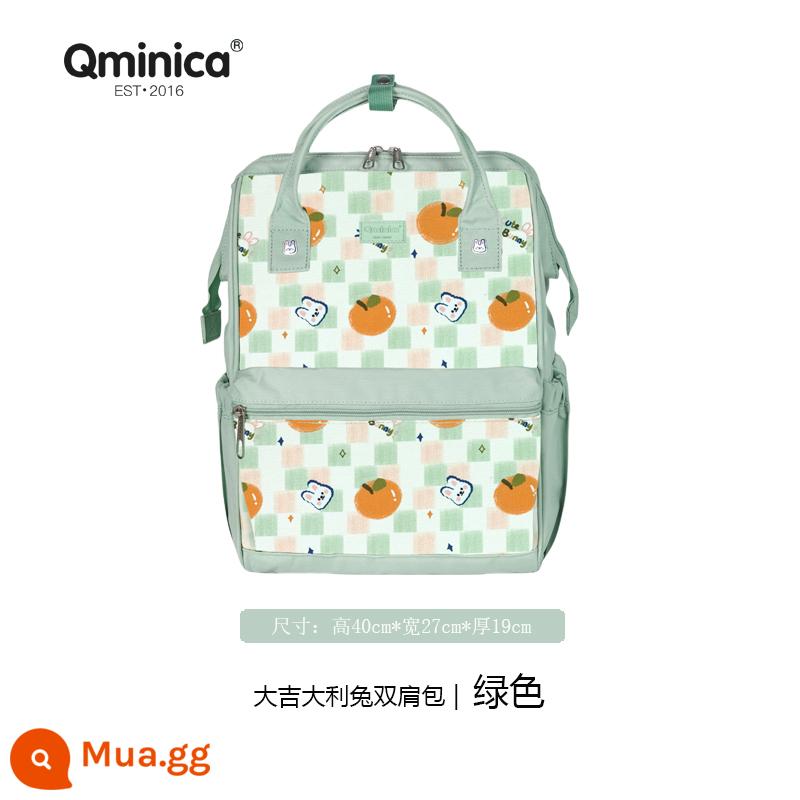 Qminica giản dị ba lô ngoài trời công suất lớn túi du lịch unisex máy tính ba lô học đa chức năng - màu xanh lá cây lớn