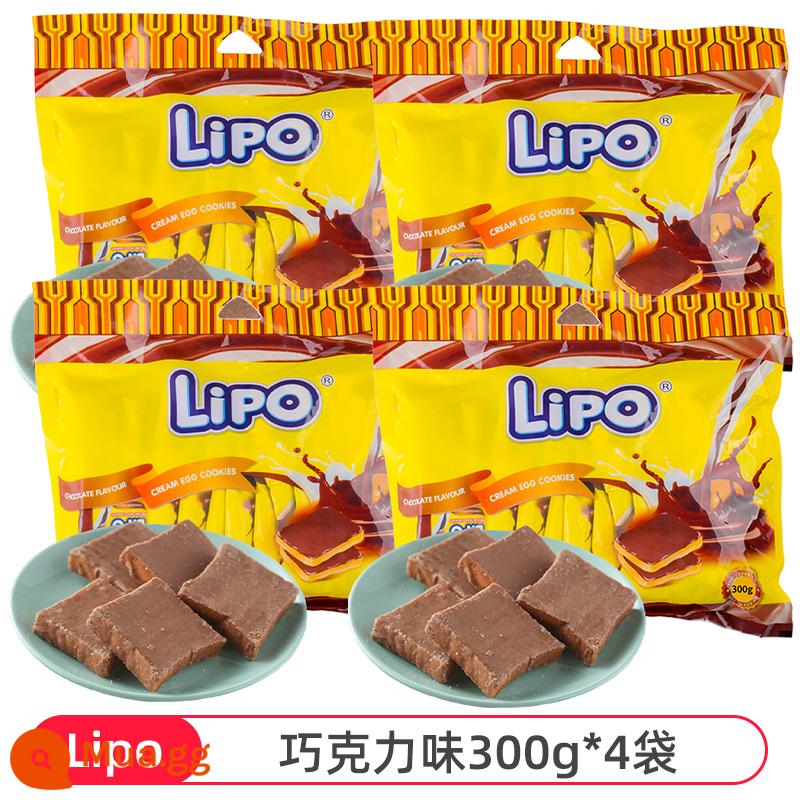 [Tự vận hành] Bánh quy sữa nhập khẩu lipo rusk Việt Nam ăn sáng đồ ăn nhẹ thông thường màu đỏ - Vị socola 300g*4 túi