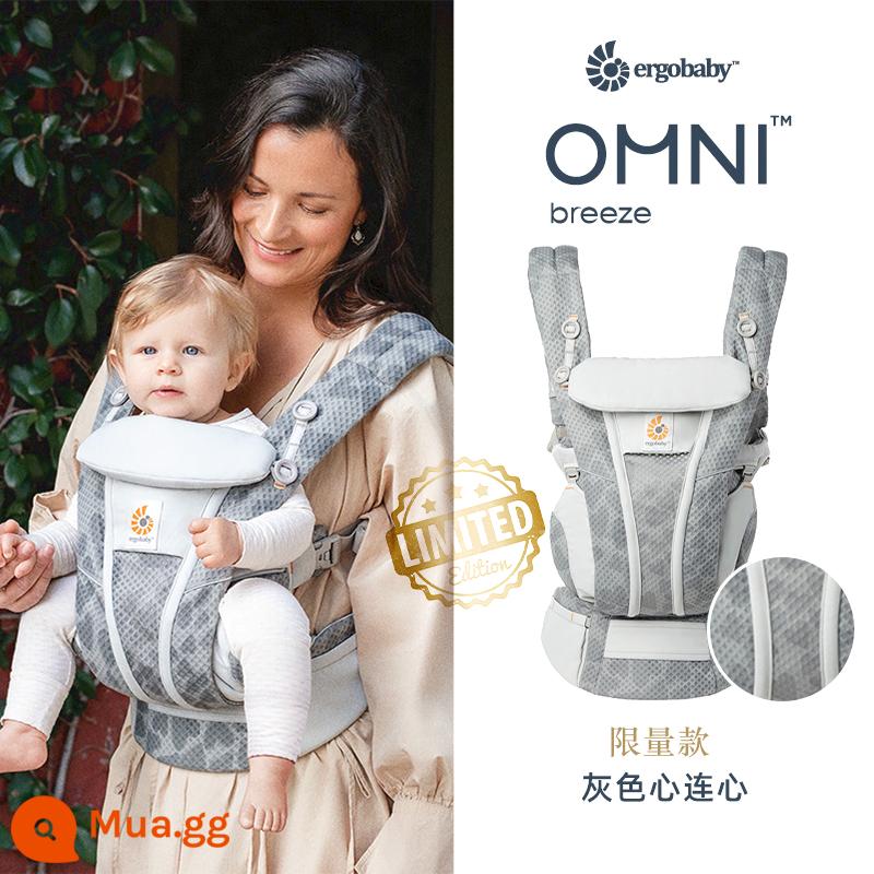 [Tự vận hành] Túi đựng đồ cho bé hai con chó ergobaby gió ergobaby của Mỹ omni thoáng khí kiểu ôm trước sơ sinh - làn gió siêu thoáng - xám từ tim đến tim (màu mới)