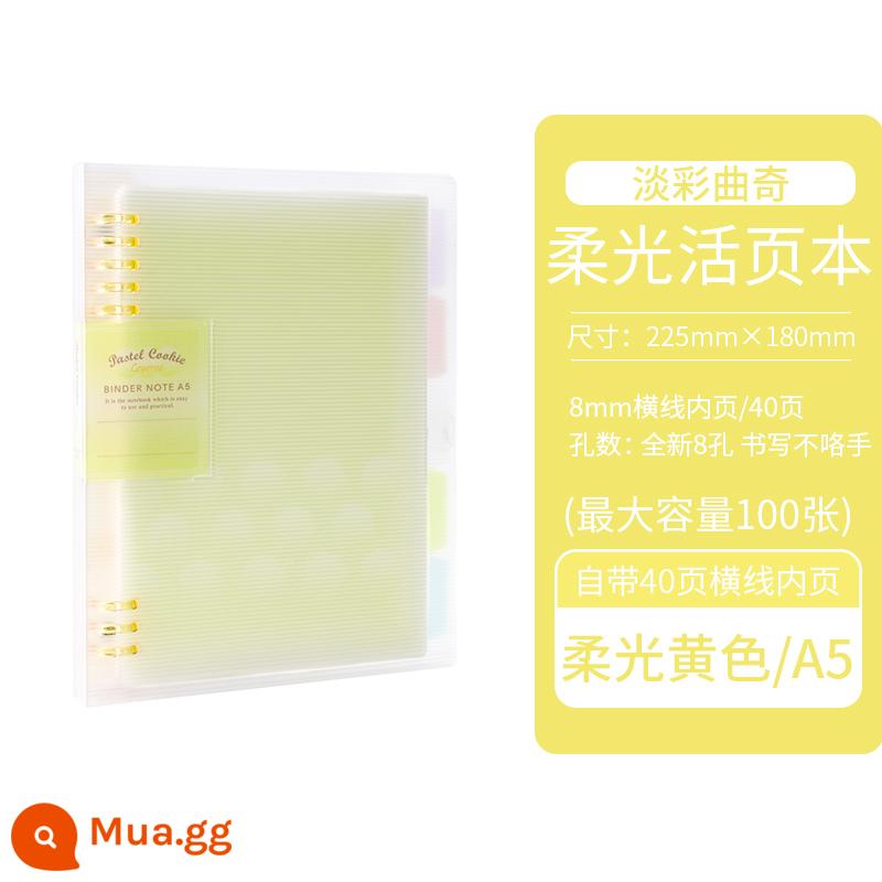 [Tự vận hành] Danh tiếng quốc gia kokuyo của Nhật Bản một mét sách nguyên chất mới một mét sách rời Khuôn viên nhỏ gọn tám lỗ có thể thay thế lõi có thể tháo rời Sách A5 sổ tay B5 đơn giản và không tiện dụng - [Bánh quy màu nhạt] A5 màu vàng + 40 trang nạp lại + nhãn dán đánh dấu