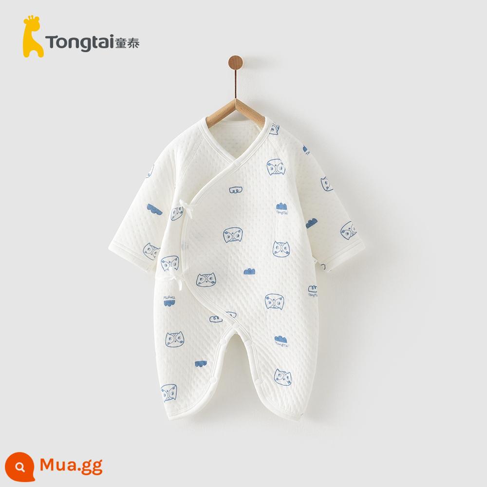 Tongtai mùa thu đông 0-6 tháng sơ sinh bé trai và bé gái quần áo trẻ em cotton mỏng bướm áo liền quần cotton nguyên chất dày dặn áo liền quần - Quần áo bướm nhiệt-Cú