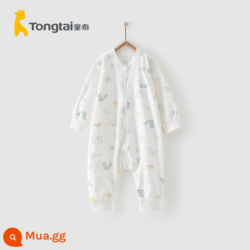 Tongtai bốn mùa bé trai và bé gái túi ngủ cotton nguyên chất chia chân dây kéo đôi với chăn chống giật chống giật - Xe lạch bạch sóc (dài tay kiểu bốn mùa)