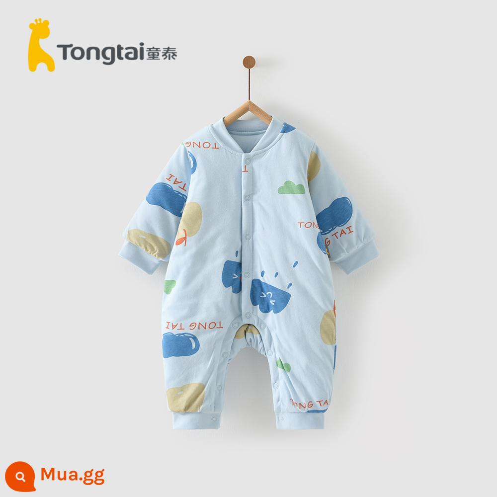 Tongtai mùa thu và mùa đông mới cho bé cotton quần áo sơ sinh chần gòn áo liền quần liền quần nam và nữ cotton mỏng cho bé áo liền quần - Táo xanh (phiên bản folio)