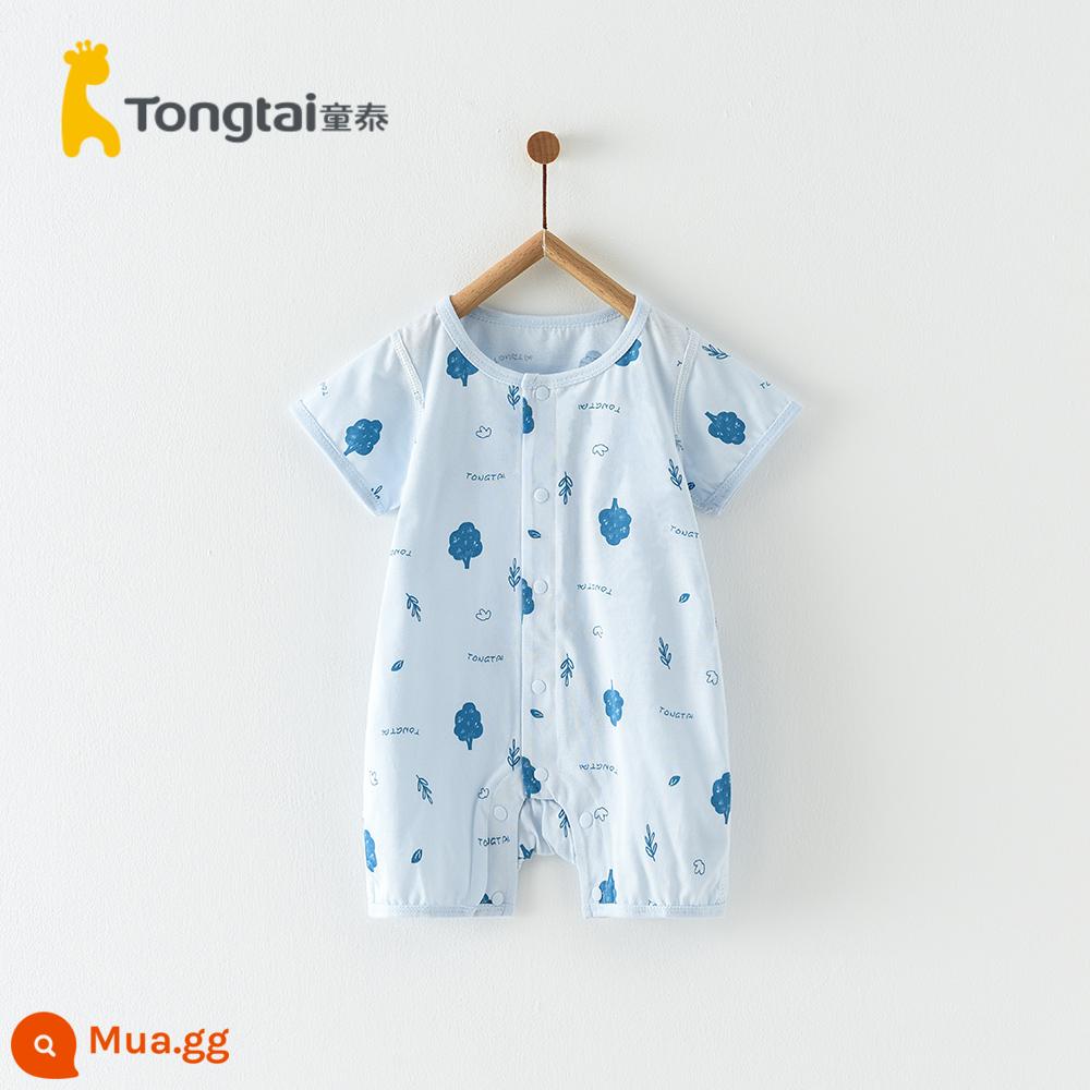 Tongtai quần áo trẻ em mùa hè 1-18 tháng nam và nữ áo liền quần cotton nguyên chất ngắn tay áo liền quần nhẹ và thoáng khí - Jumpsuit Folio xanh rừng (cotton)