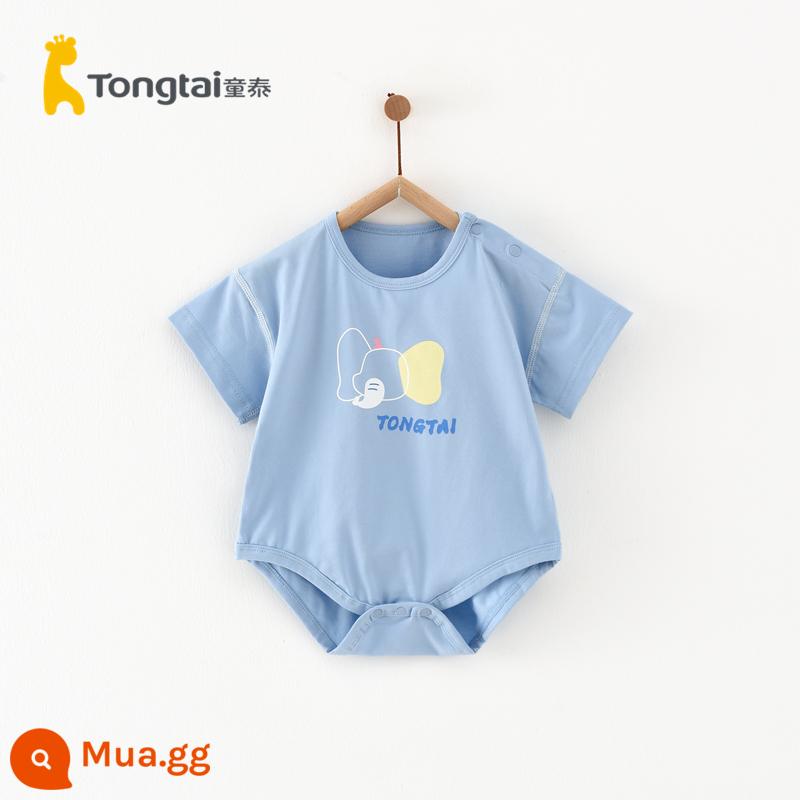 Tongtai quần áo trẻ em mùa hè 1-18 tháng nam và nữ áo liền quần cotton nguyên chất ngắn tay áo liền quần nhẹ và thoáng khí - Áo hở vai - xanh (cotton)