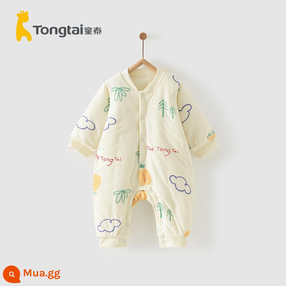 Tongtai mùa thu và mùa đông mới cho bé cotton quần áo sơ sinh chần gòn áo liền quần liền quần nam và nữ cotton mỏng cho bé áo liền quần - Mây vàng (phiên bản folio)