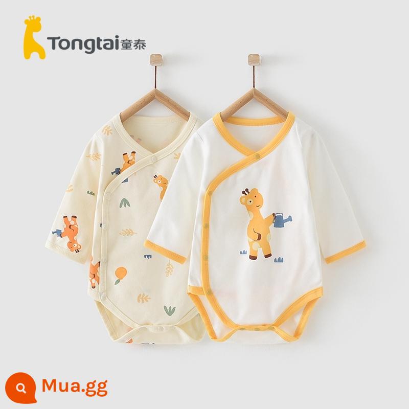 Tongtai Bốn Mùa 1-18 tháng trẻ sơ sinh và trẻ nhỏ đồ lót bằng cotton nguyên chất onesie mở túi xì hơi quần áo hai mảnh - Hoa con hươu nhỏ