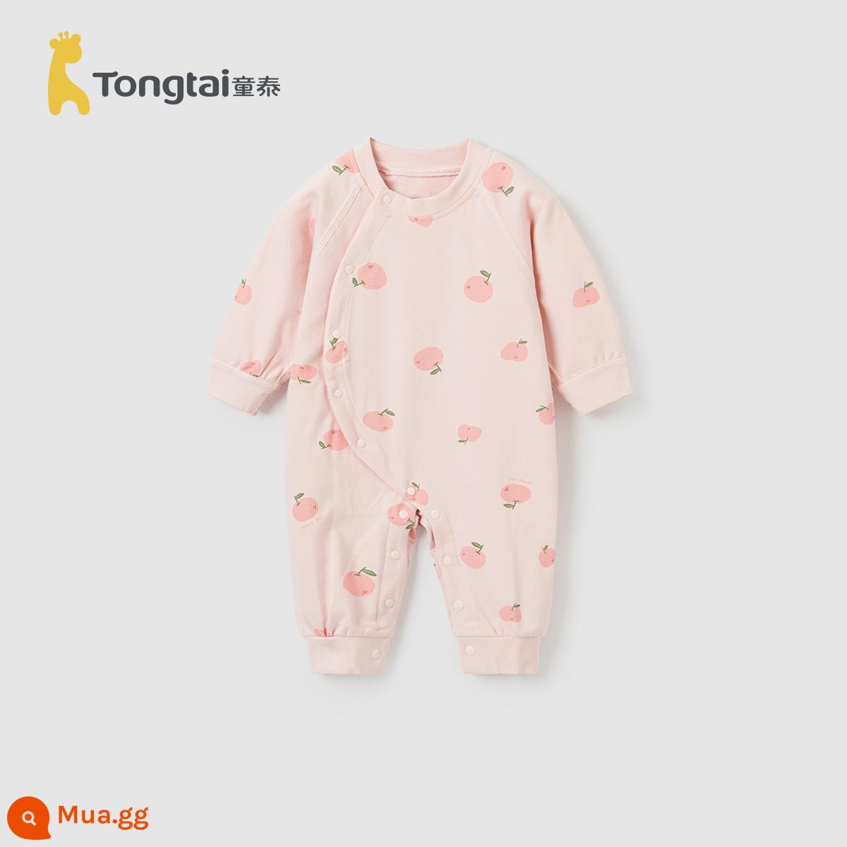 Tongtai bé jumpsuit mùa xuân và mùa thu cotton nguyên chất quần áo trẻ sơ sinh bé sơ sinh áo dây đồ ngủ trăng tròn nhà bò quần áo - bột táo