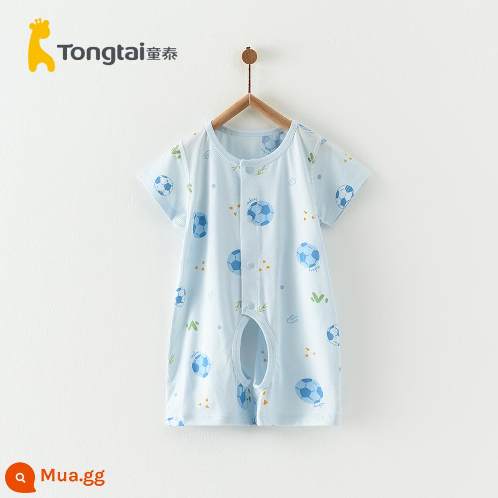 Tongtai quần áo trẻ em mùa hè 1-18 tháng nam và nữ áo liền quần cotton nguyên chất ngắn tay áo liền quần nhẹ và thoáng khí - Bộ áo liền quần-bóng đá không đũng (vải cotton)