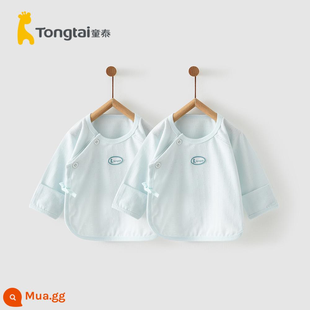 Tongtai sơ sinh quần áo bé nửa lưng quần áo bé sơ sinh, chất liệu cotton nhà sư quần áo bốn mùa quần lót - Màu xanh trơn (kiểu lưới bông mo)