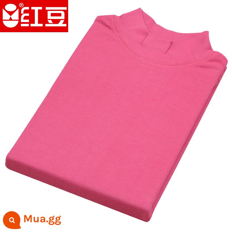 Hongdou mùa thu đông nam nữ trung niên và người cao tuổi cotton nguyên chất cổ cao cổ cao cổ thấp cổ tròn bộ quần áo mùa thu đồ lót áo - Cổ áo trung tâm của phụ nữ màu đỏ hồng