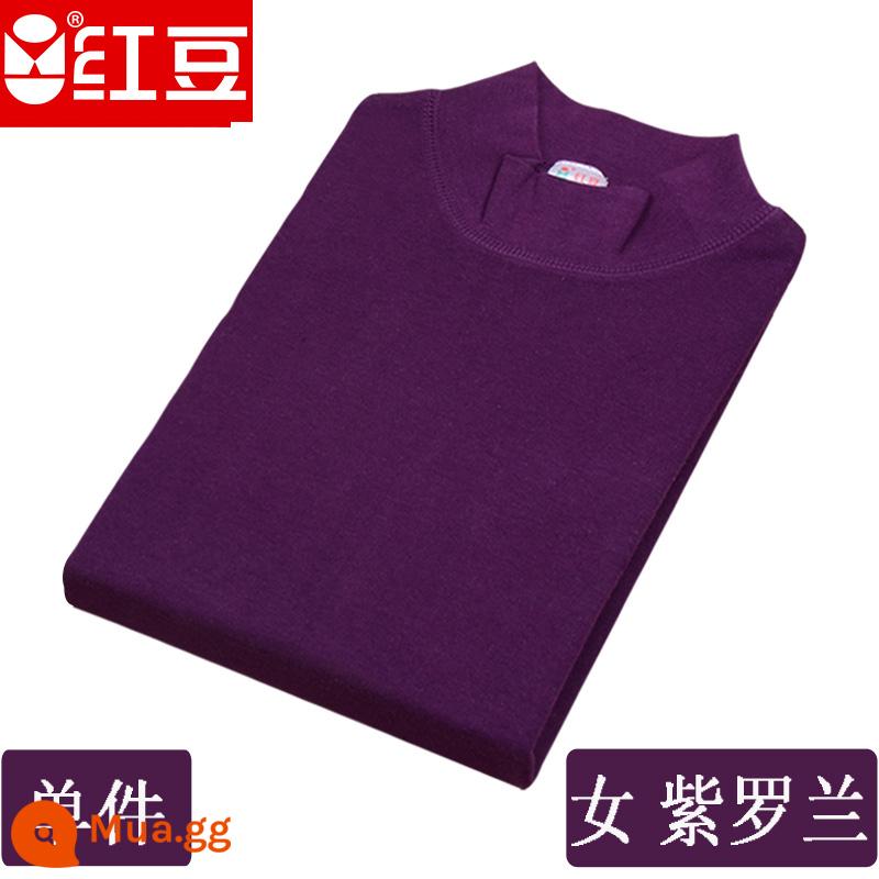 Hongdou mùa thu đông nam nữ trung niên và người cao tuổi cotton nguyên chất cổ cao cổ cao cổ thấp cổ tròn bộ quần áo mùa thu đồ lót áo - Cổ áo trung tâm của phụ nữ màu tím