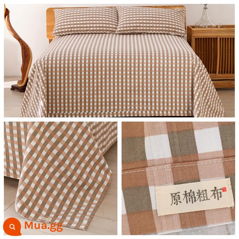 [Cotton MUJI Xuất Khẩu Nhật Bản] Ga Cotton Cũ Vải Lanh Cotton Dày Dặn Ký Túc Xá Sinh Viên - Kaki CM