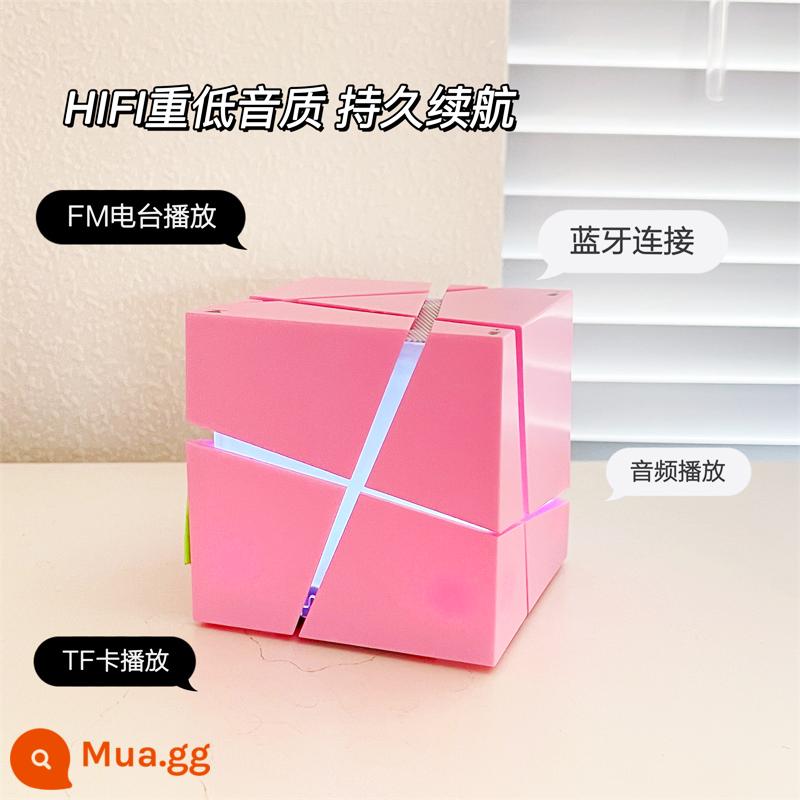 Khối Rubik Bluetooth Âm Thanh Mini Máy Tính Nhỏ Sáng Tạo Không Dây Loa Bé Trai Quà Tặng Sinh Nhật Loa Siêu Trầm Nhỏ - Sakura Pink [Chức năng AI + Siêu trầm] Cáp sạc USB/Cáp âm thanh miễn phí