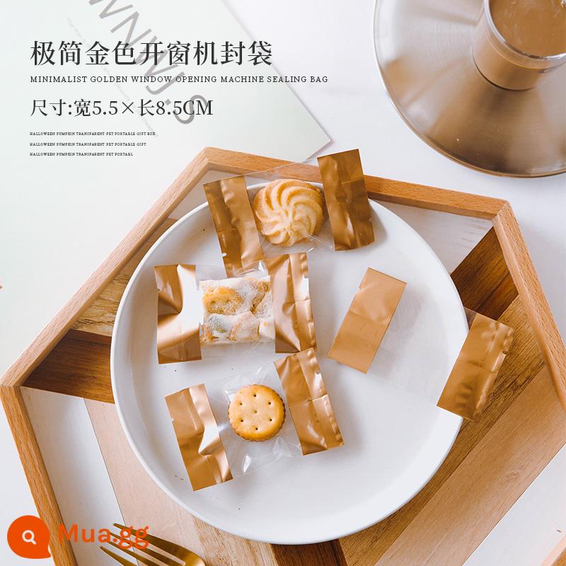 Gạo nếp thuyền bao bì túi bông tuyết nướng giòn vỏ bánh caramel hạnh nhân thuyền bánh niêm phong hộp lớn túi bánh quy tự niêm phong - Tem điều hòa di động mở màu vàng tím