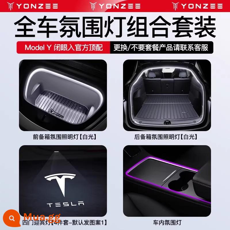 YZ phù hợp với đèn chào mừng Tesla ModelY3 trang trí mô hình phụ kiện sửa đổi cửa khí quyển ánh sáng tạo tác - [Nâng cấp toàn bộ xe] Bộ kết hợp ánh sáng toàn bộ bầu không khí xe hơi/ánh trăng neon