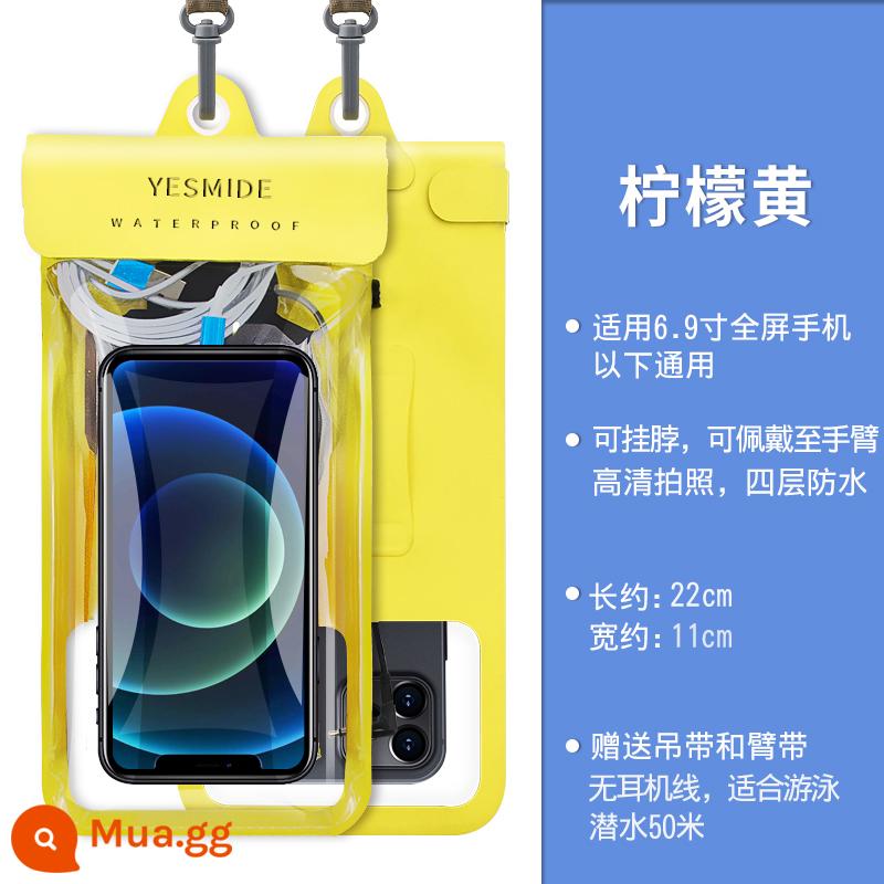 Giao hàng điện thoại di động túi chống thấm nước màn hình cảm ứng ảnh có thể sạc lại bộ lặn suối nước nóng thiết bị lái lạnh và chống mưa - Không có cáp tai nghe, chống nước 6 kênh *bao gồm dây đeo tay*phổ quát cho 6,9 inch trở xuống*màu vàng chanh